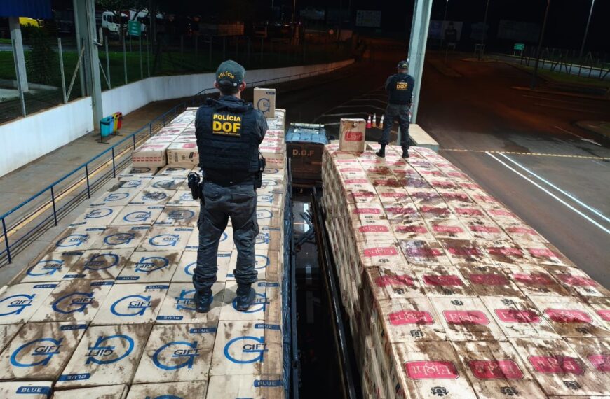 Caminhões furtados no Paraná são apreendidos com 50 mil pacotes de cigarros