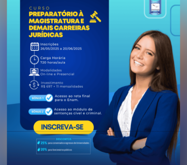 Inscrições para curso preparatório à Magistratura terminam 6ª-feira