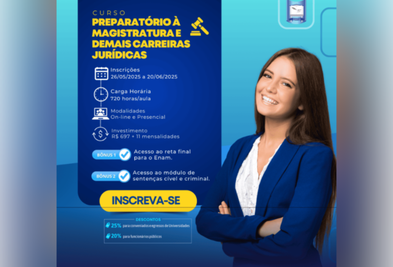 Inscrições para curso preparatório à Magistratura terminam 6ª-feira