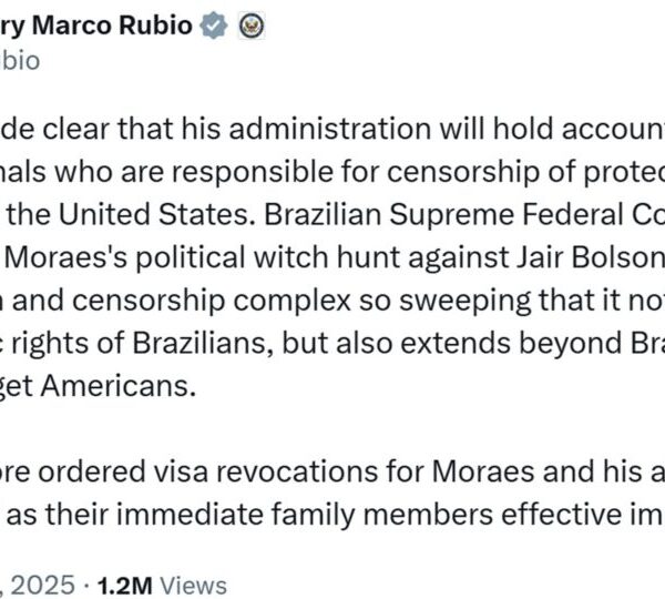 Governo Trump revoga vistos de Moraes, “aliados” dele&hellip;