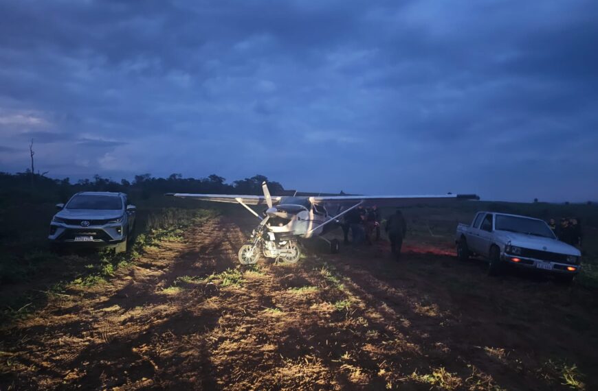 Polícia paraguaia prende 4 homens e apreende aeronave em operação antidrogas