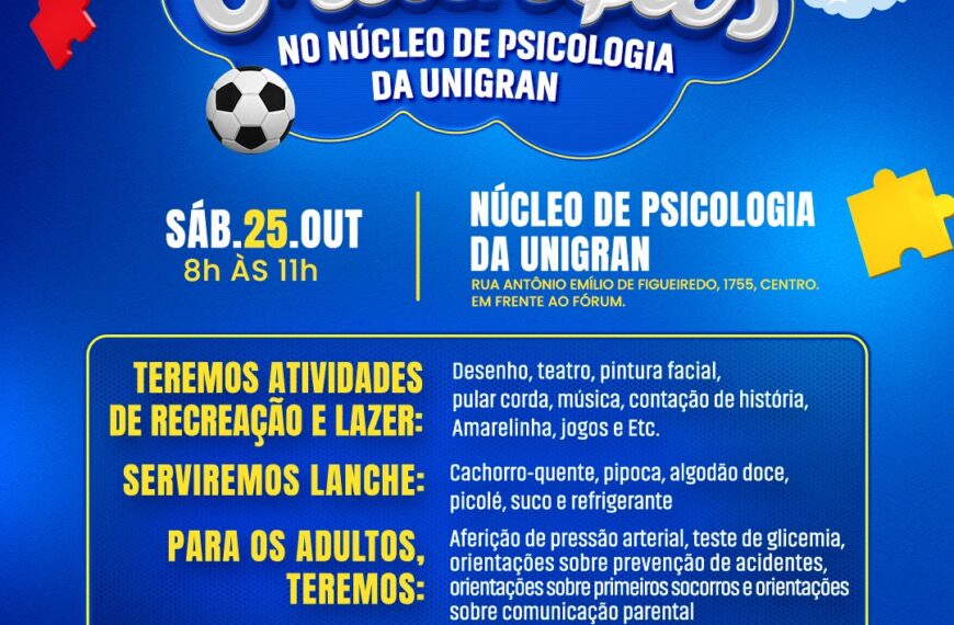 Núcleo de Psicologia da UNIGRAN convida comunidade para ação alusiva ao Dia das Crianças