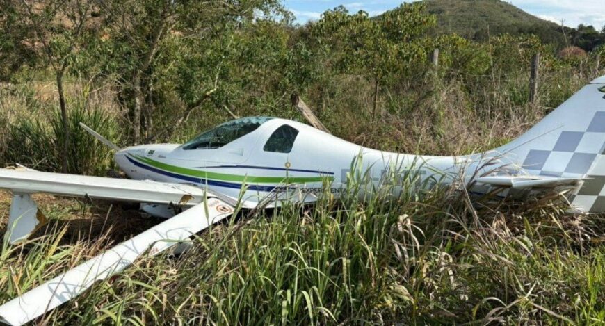 Avião de pequeno porte cai quando tentava decolar no Sul de Minas Gerais