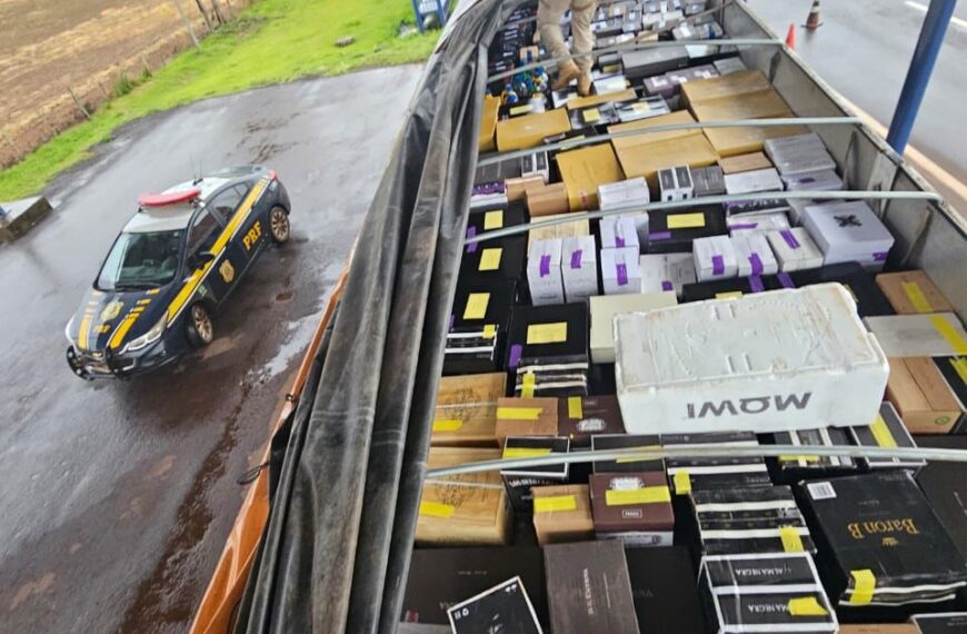 PRF apreende carreta com 300 caixas de vinho