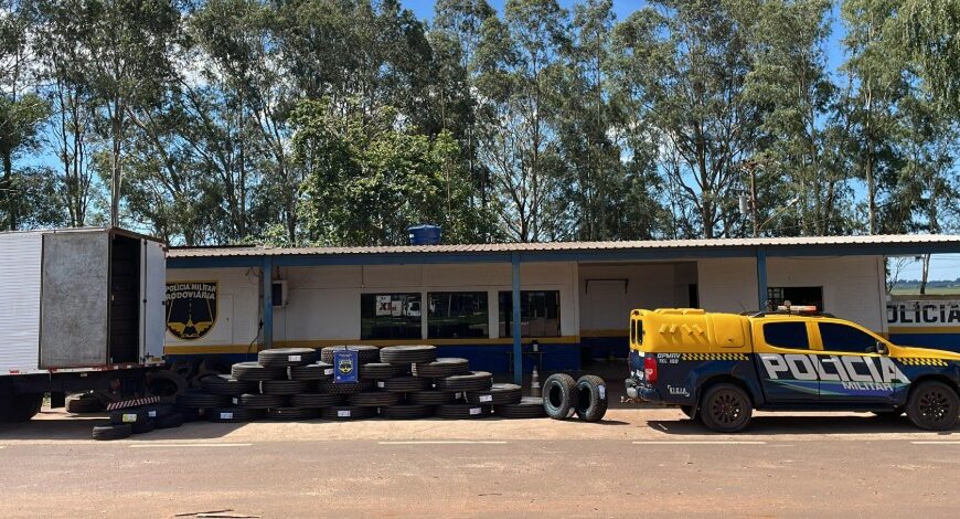 Polícia Militar Rodoviária apreende pneus e cigarros em Ponta Porã