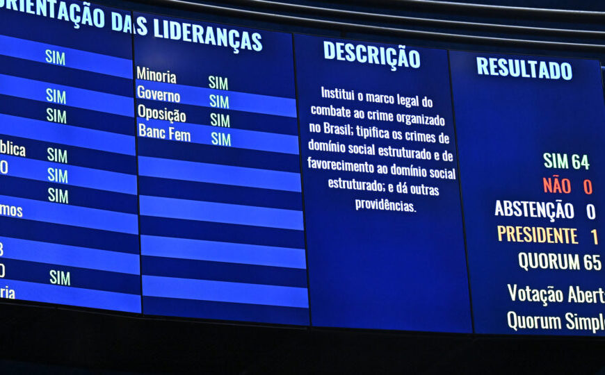 Veja os senadores que garantiram votação unânime do PL antifacção