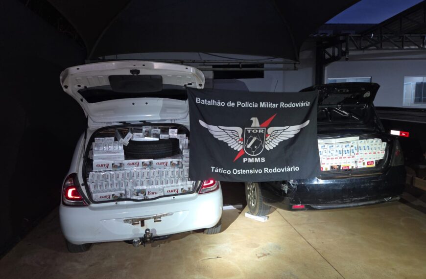 BPMRv apreende cigarros, medicamentos e pneus ilegais durante operação em Ponta Porã