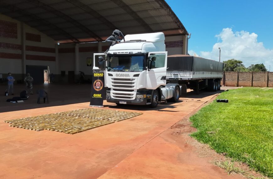 Carreta apreendida pela SENAD vinha para o Brasil com 425 quilos de cocaína