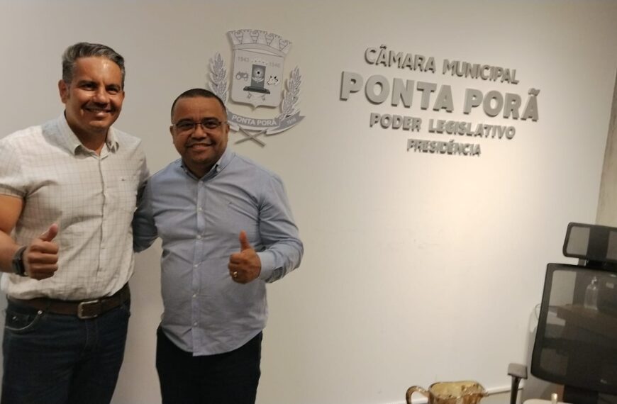 Vice-prefeito Dr. Patrick Derzi realiza visita institucional à Câmara Municipal de Ponta Porã