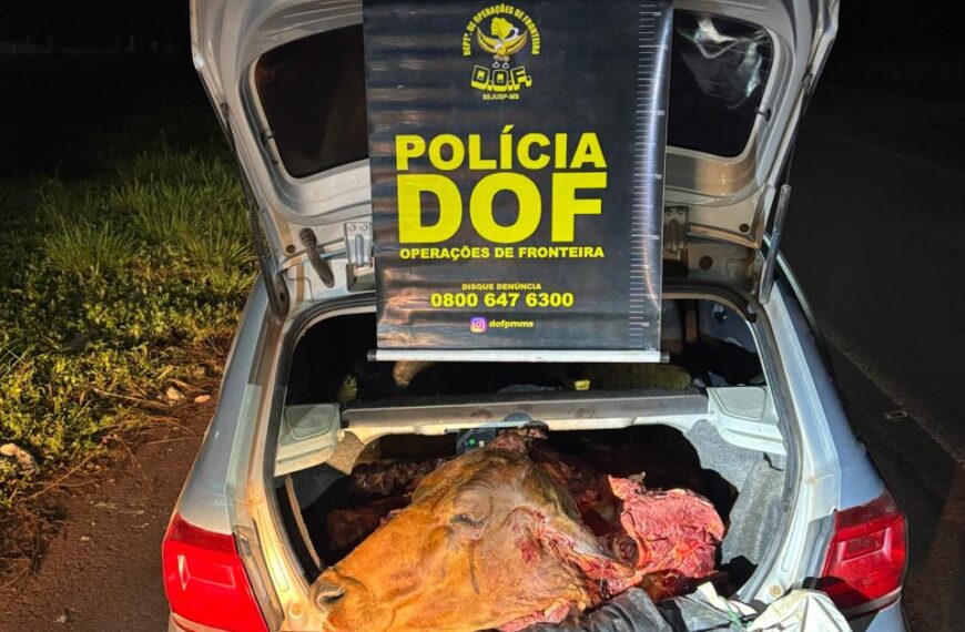Trio é preso com arma e carne bovina furtada em cidade de MS