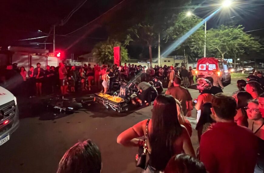 Motociclista não resiste após colisão violenta em cruzamento de Dourados