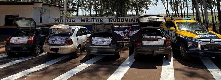 Cinco veículos carregados com contrabando são apreendidos após perseguição em Ponta Porã