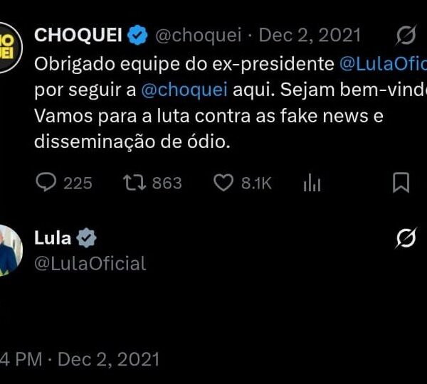 Lula interagiu no X com perfil da Choquei,&hellip;