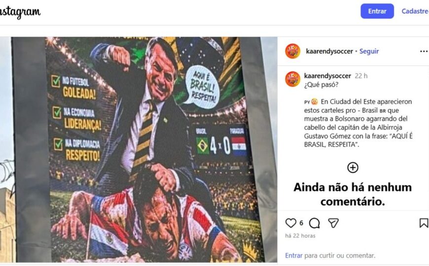 Flávio Bolsonaro repudia uso “criminoso” da imagem do pai em painel no Paraguai