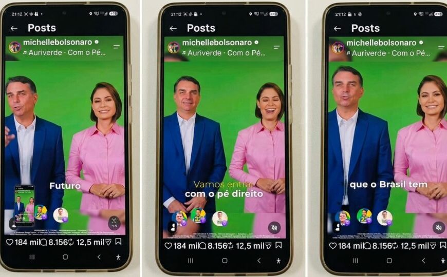 Michelle posta primeiro vídeo de campanha com Flávio no Instagram
